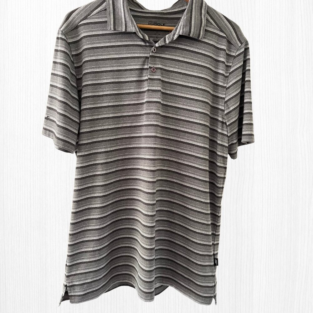 Skechers Go Golf Mens Gray Black Stripe Polo (LRG)